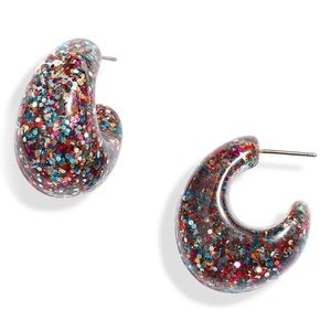 NWT New Kate Spade Glitter Huggie earrings